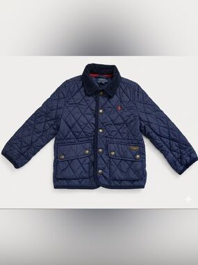 Polo by Ralph Lauren Navy Quilted Kids Puffer Jacket with Red Polo Logo